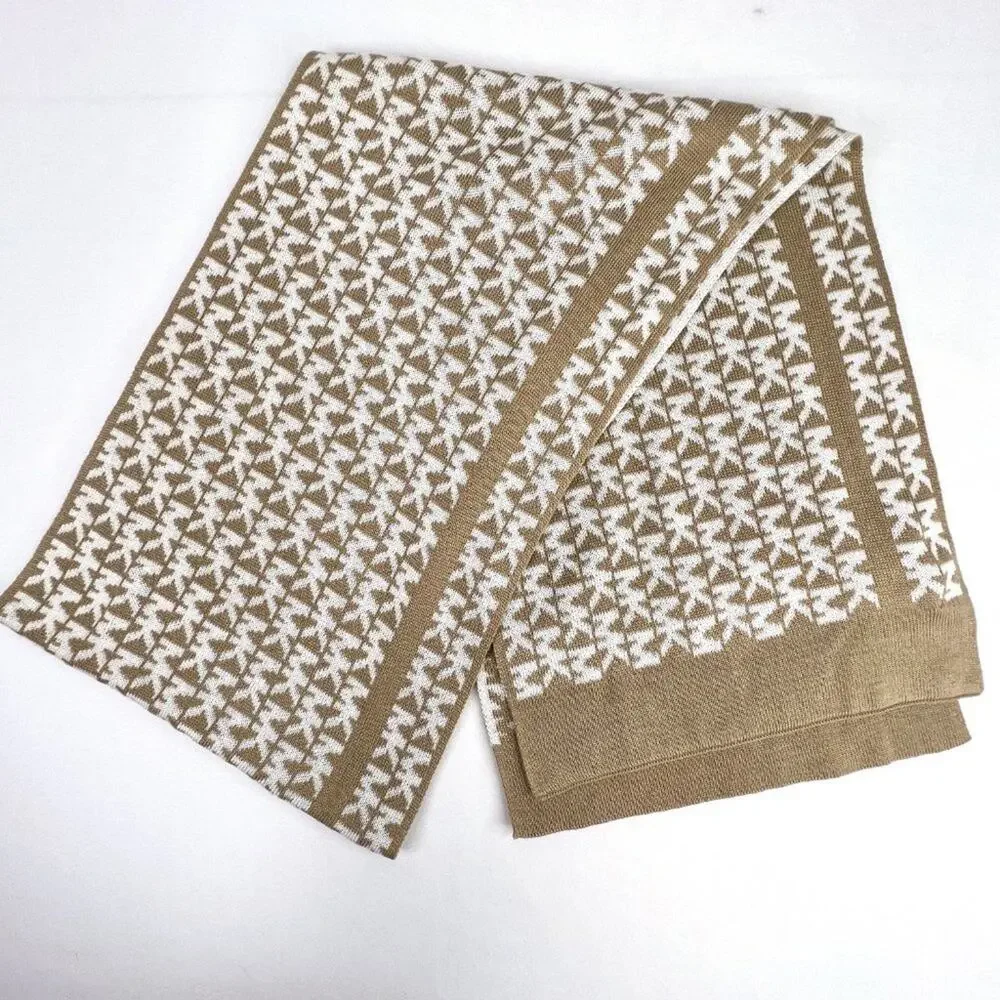 Michael Michael Kors Tan & White Logo Scarf